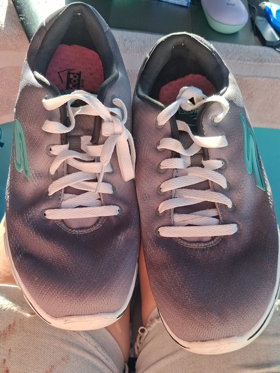 Skechers Shoes - Lightweight Gray Women's Sneakers with Mint Accent